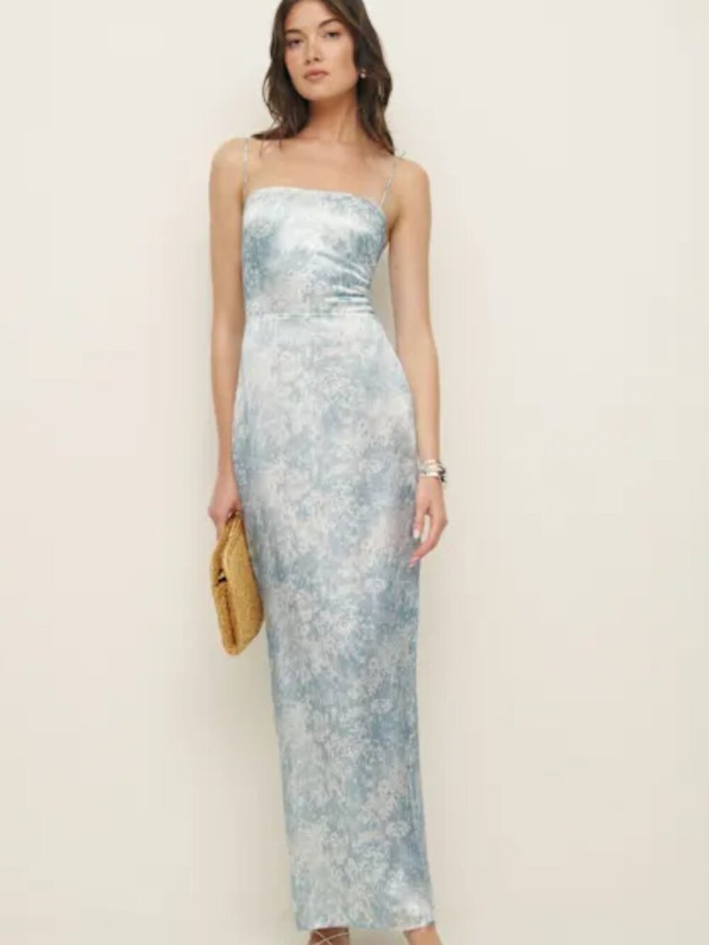 Reformation Frankie Silk Maxi Dress in Idyllic Blue Floral - Size 4